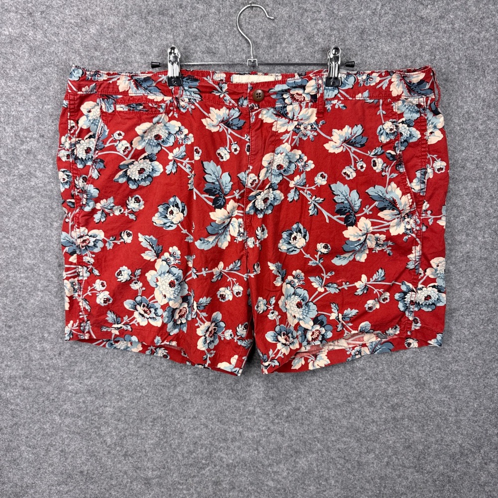 Denim & Supply Ralph Lauren Shorts 42 Red Floral Cotton Chino Tropical Pockets